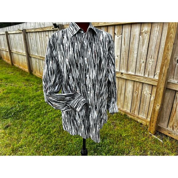 Jhane Barnes A New Identity Men’s Button Shirt L Abstract Long Sleeve 100Cotton - Picture 2 of 11